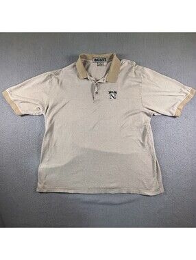 Vintage Boast Striped Polo Shirt Mens XL Tan Beige Cotton USA Made Country Club